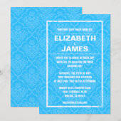 Invitations bleues vintages rustiques de mariage (Devant / Derrière)