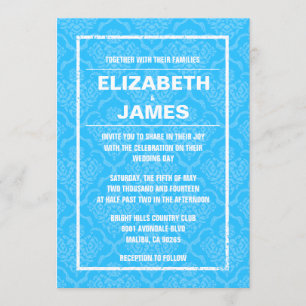 Invitations bleues vintages rustiques de mariage