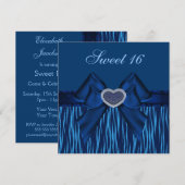 Invitations bleus de coeur de poster de animal et (Devant / Derrière)