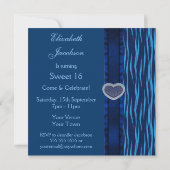 Invitations bleus de coeur de poster de animal et (Dos)