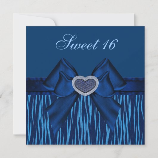 Invitations bleus de coeur de poster de animal et (Devant)