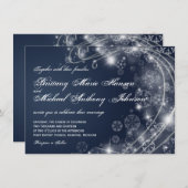 Invitations bleus de mariage de flocons de neige (Devant / Derrière)
