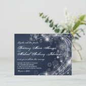 Invitations bleus de mariage de flocons de neige (Debout devant)
