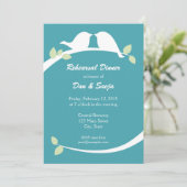 Invitations bleus et blancs de dîner de répétition (Debout devant)