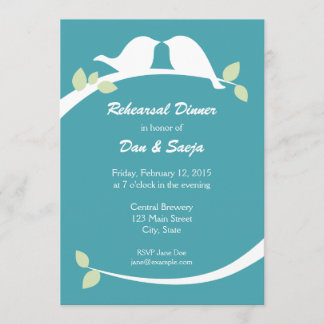Invitations bleus et blancs de dîner de répétition