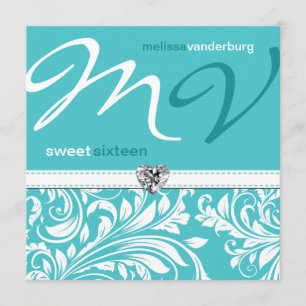 Invitations bleus turquoises élégants