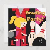Invitations blondes de partie de bowling de fille (Devant)