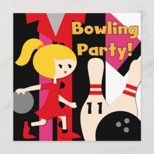Invitations blondes de partie de bowling de fille