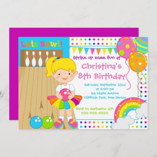 Invitations blondes mignonnes de fête (Devant / Derrière)