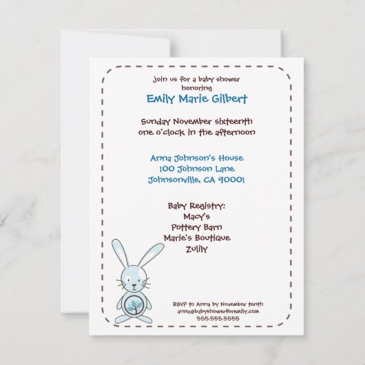 Invitations Blue Bunny Organic Planet Bunny (Dos)