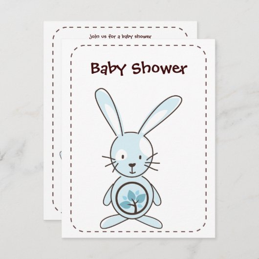 Invitations Blue Bunny Organic Planet Bunny (Devant / Derrière)