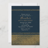 Invitations Blue & Gold Chic Sparkling Glam Party (Devant)