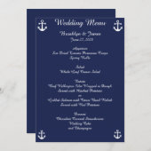 Invitations Blue Nautical Wedding Menu Custom (Devant / Derrière)