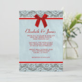Invitations Blue & Red Country Lace Wedding (Debout devant)