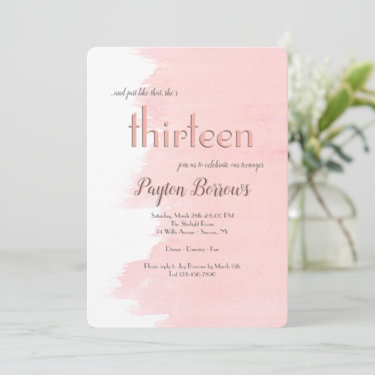 Invitations Blush Birthday Party (Debout devant)