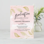 Invitations Blush Pink et Gold Graduation Party (Debout devant)
