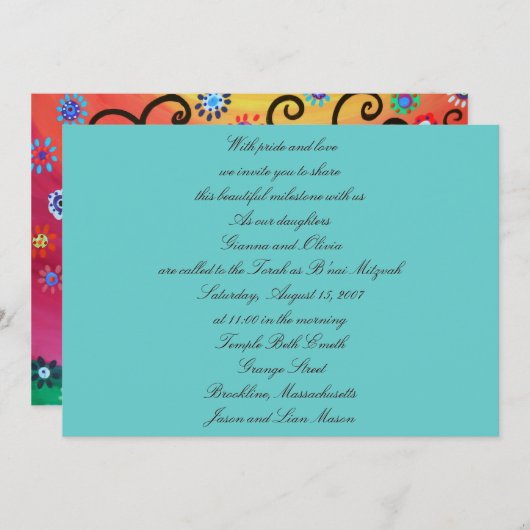 Invitations B'nai Mitzvah (Devant / Derrière)