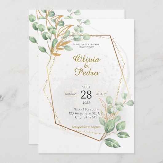 Invitations Boda En Espanol (Devant / Derrière)