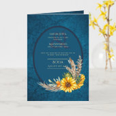 Invitations BODA Espagnol 4pg Turquoise Bleu Tourn (Fleur jaune)