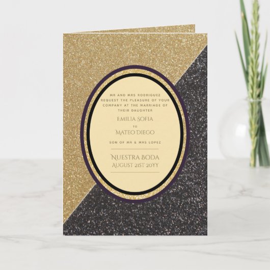 Invitations BODA espagnole de 4 pages, Mariage noi (Devant)