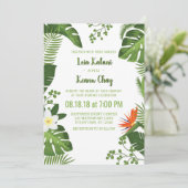 Invitations botaniques de mariage de feuillage (Debout devant)