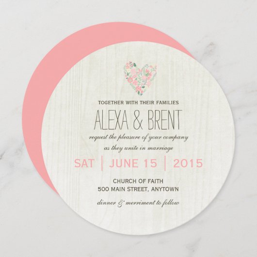 Invitations botaniques lunatiques de mariage (Devant / Derrière)