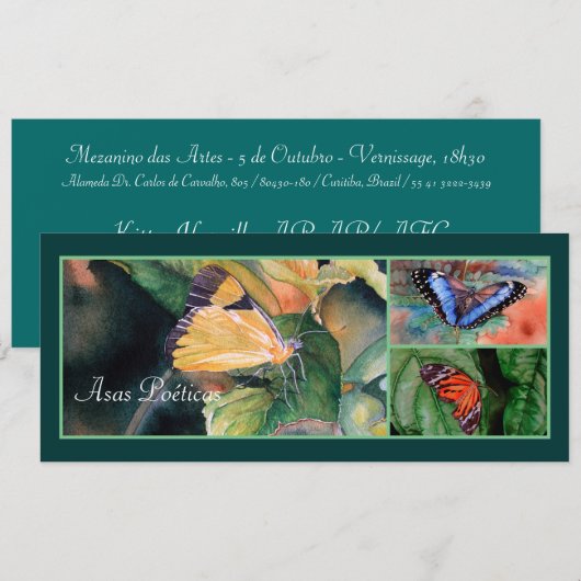 Invitations brésiliennes de papillons (Devant / Derrière)