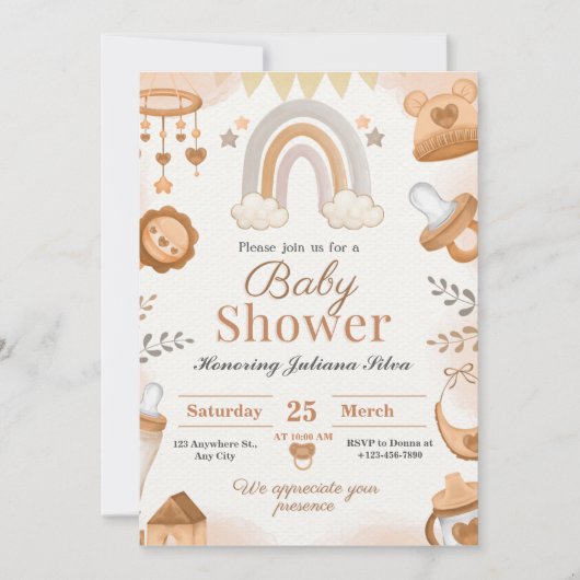 Invitations Brown à la douche bébé (Devant)