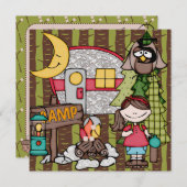 Invitations Brown d'anniversaire de camping de (Devant / Derrière)