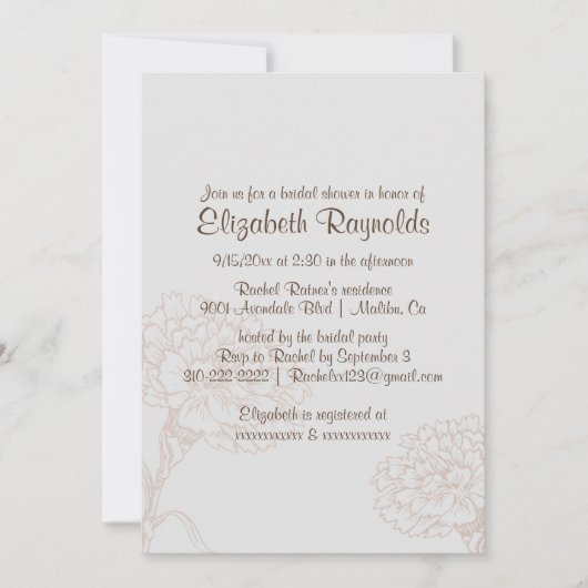 Invitations Brown de douche nuptiale (Devant)