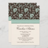Invitations Brown de Fête de la mariée de Teal (Devant / Derrière)