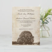 Invitations Brown de mariage de chêne de cru (Debout devant)