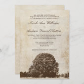 Invitations Brown de mariage de chêne de cru (Devant / Derrière)