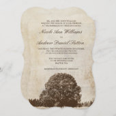 Invitations Brown de mariage de chêne de cru (Devant / Derrière)