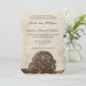 Invitations Brown de mariage de chêne de cru (Debout devant)