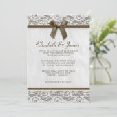 Invitations Brown de mariage de dentelle de pays (Debout devant)