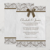 Invitations Brown de mariage de dentelle de pays (Devant / Derrière)