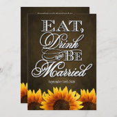 Invitations Brown de mariage de tournesol de (Devant / Derrière)