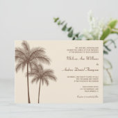 Invitations Brown de mariage tropical de palmiers (Debout devant)