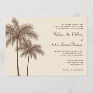 Invitations Brown de mariage tropical de palmiers