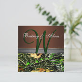 Invitations Brown et Mossy Green Camo Wedding (Debout devant)