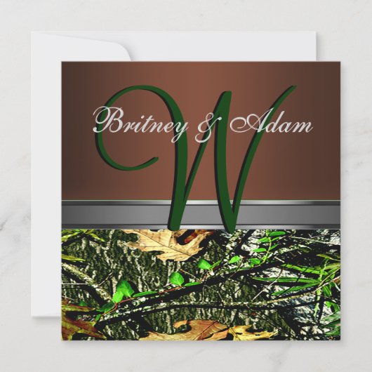 Invitations Brown et Mossy Green Camo Wedding (Devant)