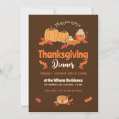 Invitations Brown et Orange Thanksgiving Diner (Devant)