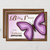 Invitations Brown et violettes de douches pour béb (Devant / Derrière)