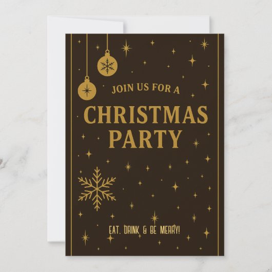 Invitations Brown & Gold Christmas Party (Devant)