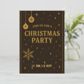 Invitations Brown & Gold Christmas Party (Debout devant)