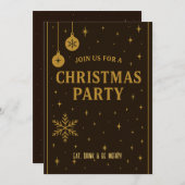Invitations Brown & Gold Christmas Party (Devant / Derrière)