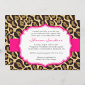 Invitations Brown Leopard & Hot Rose Baby Shower (Devant / Derrière)