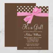 Invitations Brown roses de baby shower de point de (Devant / Derrière)