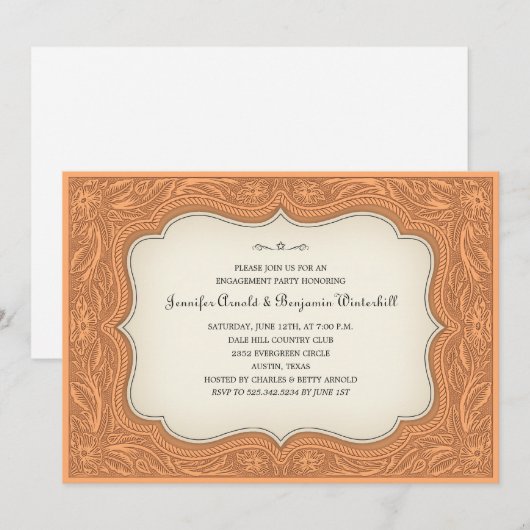 Invitations brun clair de ranch de partie de (Devant / Derrière)